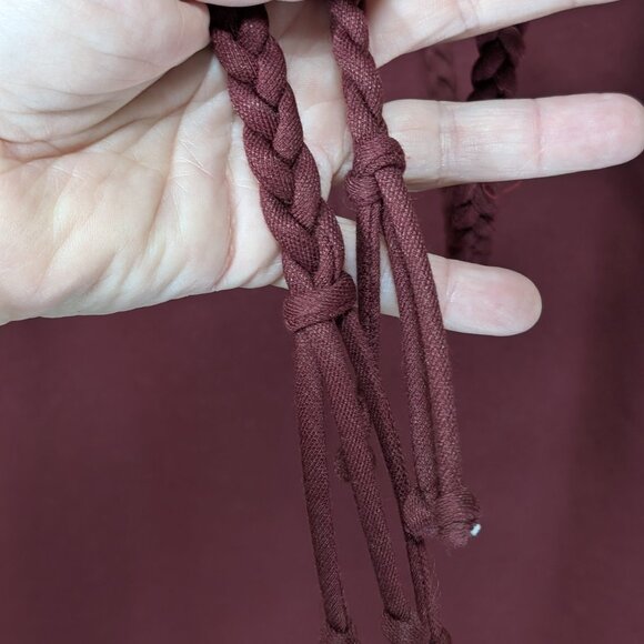 Mynette Long Sleeve Dress w/ Belt Elegant Burgundy Size 12 - Picture 8 of 13